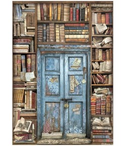 PAPIER DE RIZ A4 - VINTAGE LIBRARY DOOR 21X29.7 - DFSA4753 - STAMPERIA