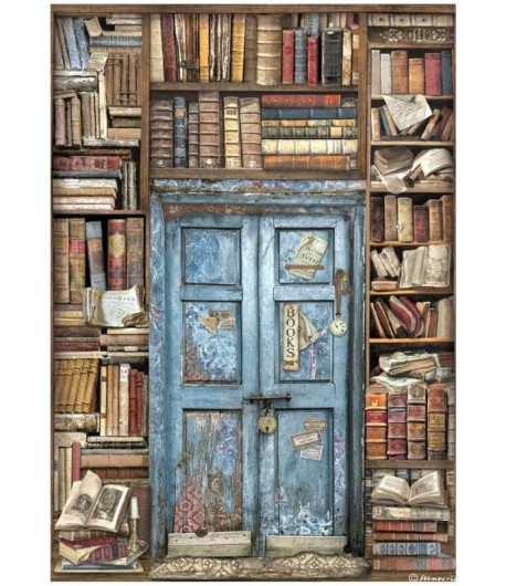 PAPIER DE RIZ A4 - VINTAGE LIBRARY DOOR 21X29.7 - DFSA4753 - STAMPERIA