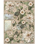 PAPIER DE RIZ A4 - VINTAGE LIBRARY FLOWERS AND LETTERS 21X29.7 - DFSA4757 - STAMPERIA