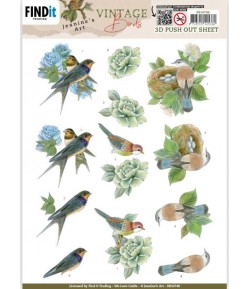 FEUILLE 3D VINTAGE BIRDS - SB10748