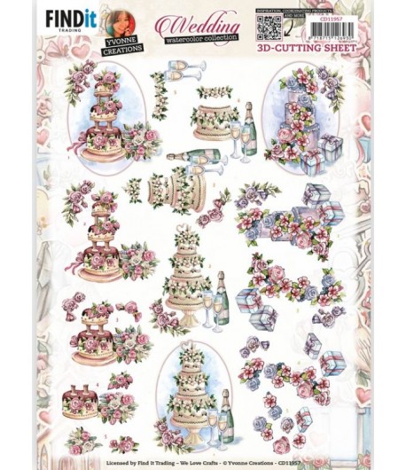 FEUILLE 3D WEDDING TIME - CD11957