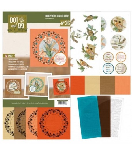 KIT COMPLET FEUILLES 3D VINTAGE BIRDS COLOUR 26