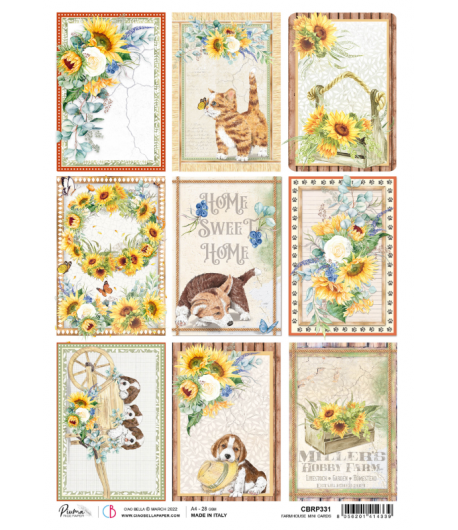 PAPIER DE RIZ A4 FARMHOUSE MINI CARDS 21 X 29.7 CM CIAO BELLA CBRP331
