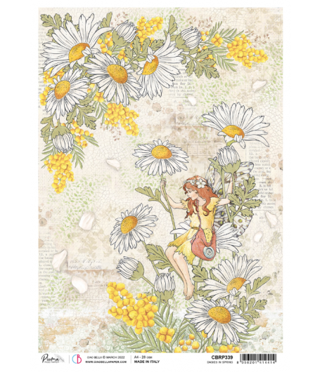 PAPIER DE RIZ A4 DASIES IN SPRING 21 X 29.7 CM CIAO BELLA CBRP339