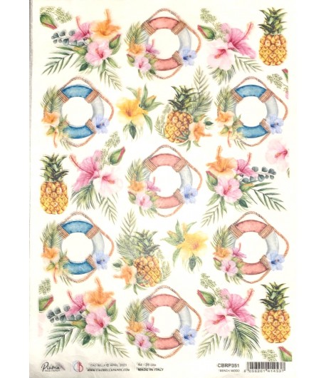 PAPIER DE RIZ A4 BEACH MOOD 21 X 29.7 CM CIAO BELLA CBRP351
