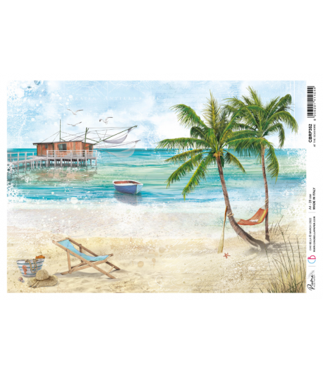 PAPIER DE RIZ A4 AT THE SEASHORE 21 X 29.7 CM CIAO BELLA CBRP352