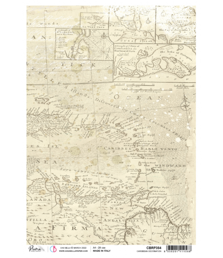PAPIER DE RIZ A4 CARIBBEAN DESTINATION 21 X 29.7 CM CIAO BELLA CBRP354