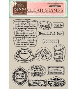 TAMPONS CLEAR CREATE HAPPINESS OH LA LA 14X18CM WTK175 STAMPERIA