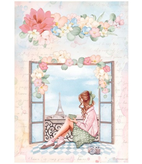 PAPIER DE RIZ A4 - OH LA LA WINDOW 21X29.7 - DFSA4559 - STAMPERIA