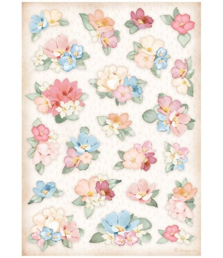 PAPIER DE RIZ A4 - OH LA LA FLOWERS 21X29.7 - DFSA4760 - STAMPERIA