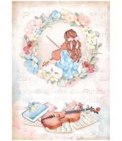 PAPIER DE RIZ A4 - OH LA LA VIOLIN 21X29.7 - DFSA4762 - STAMPERIA