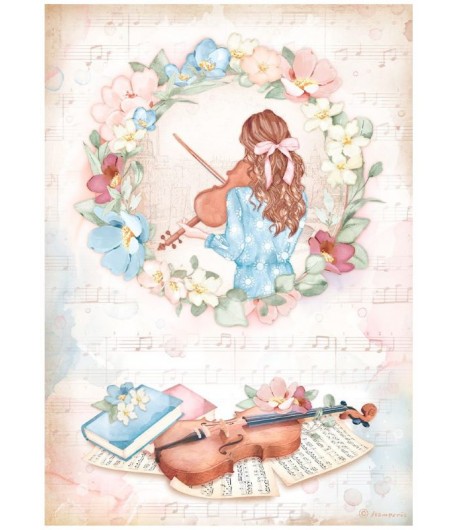 PAPIER DE RIZ A4 - OH LA LA VIOLIN 21X29.7 - DFSA4762 - STAMPERIA