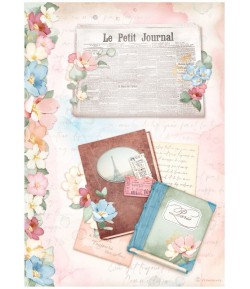 PAPIER DE RIZ A4 - OH LA LA LE PETIT JOURNAL 21X29.7 - DFSA4762 - STAMPERIA