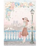PAPIER DE RIZ A4 - OH LA LA GIRL WITH SUITCASE 21X29.7 - DFSA4764 - STAMPERIA