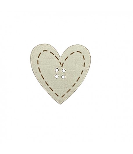 BOUTON COEUR EN  BOIS - BLANC