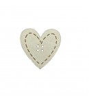 BOUTON COEUR EN  BOIS - BLANC