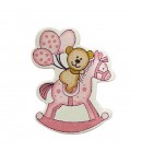 CHEVAL A BASCULE EN BOIS  - ROSE