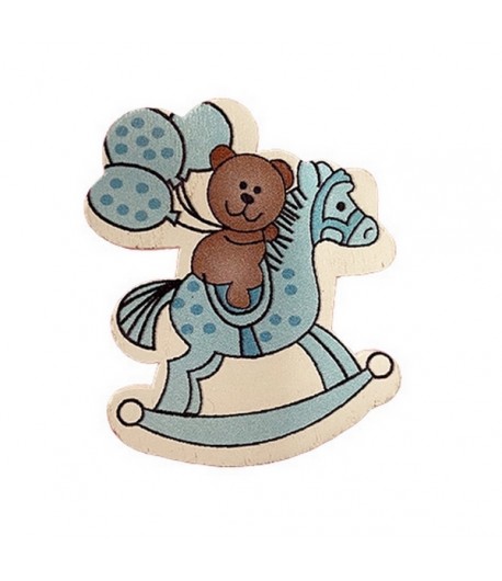 CHEVAL A BASCULE EN BOIS  - BLEU