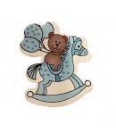 CHEVAL A BASCULE EN BOIS  - BLEU