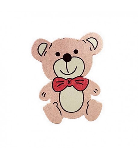 OURSON EN BOIS  - ROSE