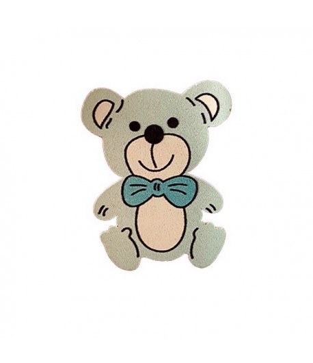 OURSON EN BOIS  - BLEU