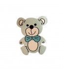 OURSON EN BOIS  - BLEU