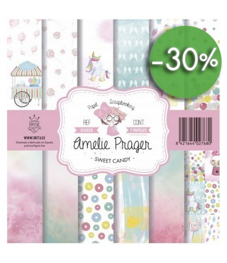 BLOC 7 FEUILLES SWEET CANDY AMELIE 30X30CM OR01025