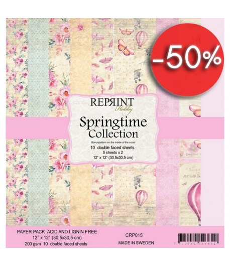 BLOC 10 FEUILLES 30.5 X 30.5 CM -  SPRINGTIME - REPRINT