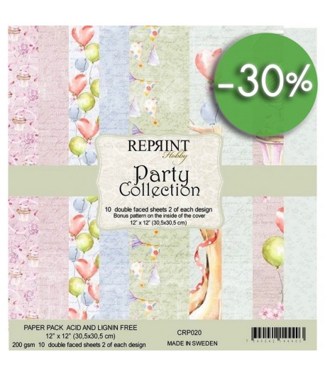 BLOC 10 FEUILLES 30 X 30 CM -  PARTY - REPRINT