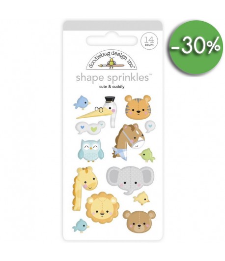 STICKERS EPOXY - CUTE AND CUDDLY - SHAPE SPRINKLES - DOODLEBUG DESIGN