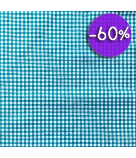 TISSU VICHY TURQUOISE -10 CM X 144 CM