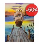 IMAGE 3D BATEAU SOLEIL COUCHANT 24X30 GK2430081