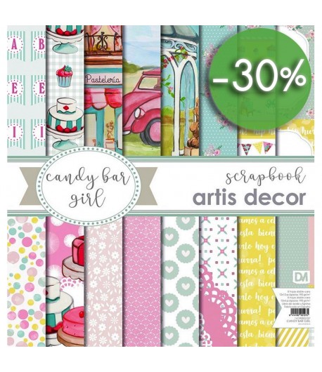 BLOC 8 FEUILLES CANDY BAR GIRL ARTIS DECOR 30X30CM 1419000107