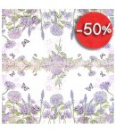 SERVIETTE FLEURS MAUVES ET PAPILLONS