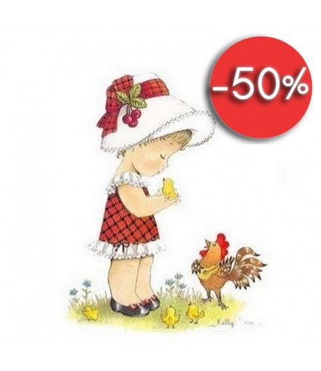 IMAGE 3D FILLETTE ET COQ 24X30  VE257