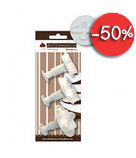 SET 3 EMPORTE-PIECES OISEAU AVEC POUSSOIR