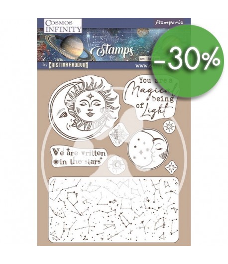 TAMPONS HD COSMOS INFINITY SUN AND MOON 14X18CM WTKCC217 STAMPERIA