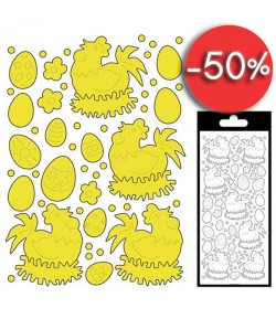 STICKERS POULES PAQUES OR