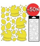 STICKERS POULES PAQUES OR