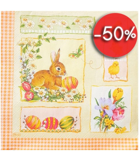 SERVIETTE LAPIN VICHY ORANGE