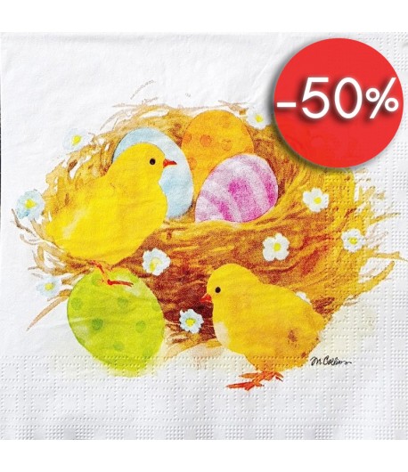 SERVIETTE POUSSINS ET NID