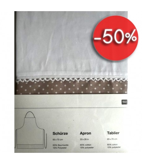 TABLIER BLANC ET BEIGE 85X70CM
