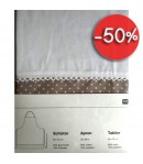 TABLIER BLANC ET BEIGE 85X70CM