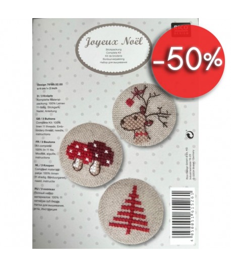 KIT A BRODER LIN 3 BOUTONS NATUREL