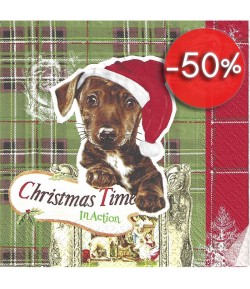 SERVIETTE CHIOT NOEL 2