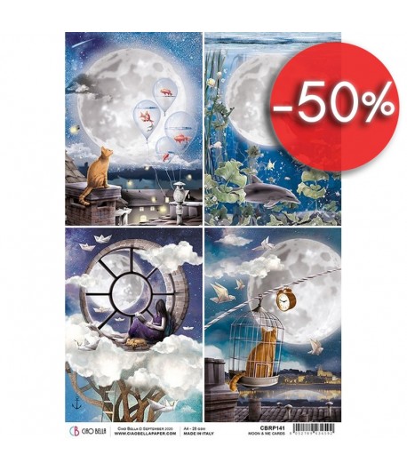 PAPIER DE RIZ MOON AND ME CARDS 21 X 29.7CM CBRP141