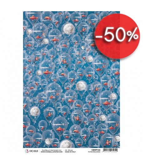 PAPIER DE RIZ FLYING BALLOONS  21 X 29.7CM CBRP144