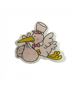 CIGOGNE EN BOIS  - ROSE