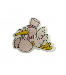 CIGOGNE EN BOIS  - ROSE