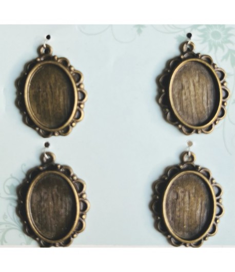 PENDENTIFS OVAL X4 BRONZE 2X2.5CM